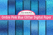 Blue Glitter Ombre Seamless Paper, a Texture Graphic by designcity5 (Thumbnail 1 of 5)