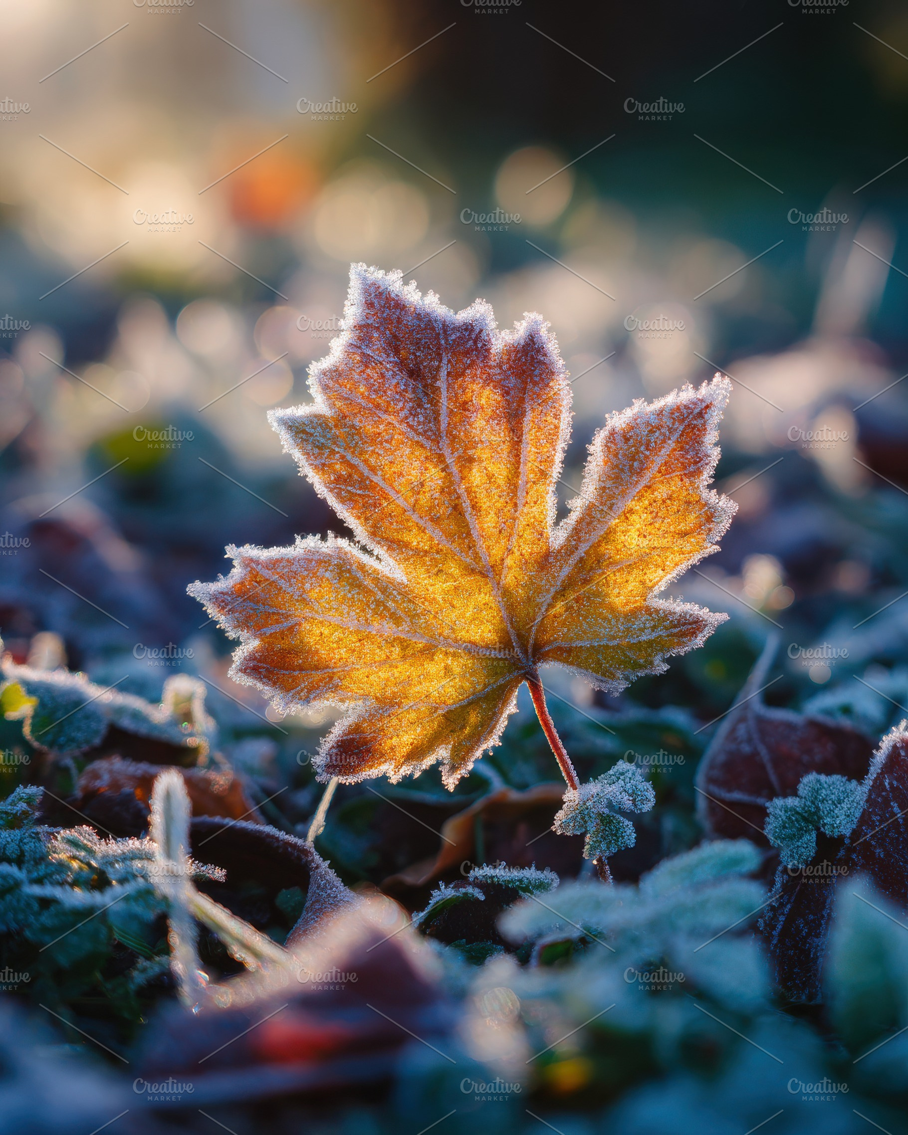 Frost on Fallen Leaf, a Nature Photo by Virgo Studio