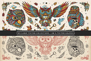Owls old school tattoo, an Animal Illustration by intueri (Thumbnail 2 of 7)