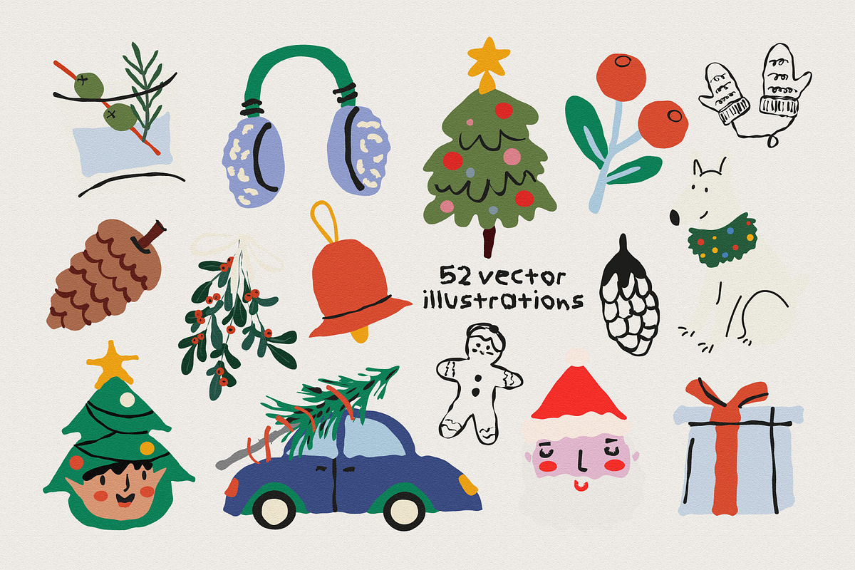 Merry Christmas clipart, a Seasonal Illustration by Luamor (Photo 2 of 11)