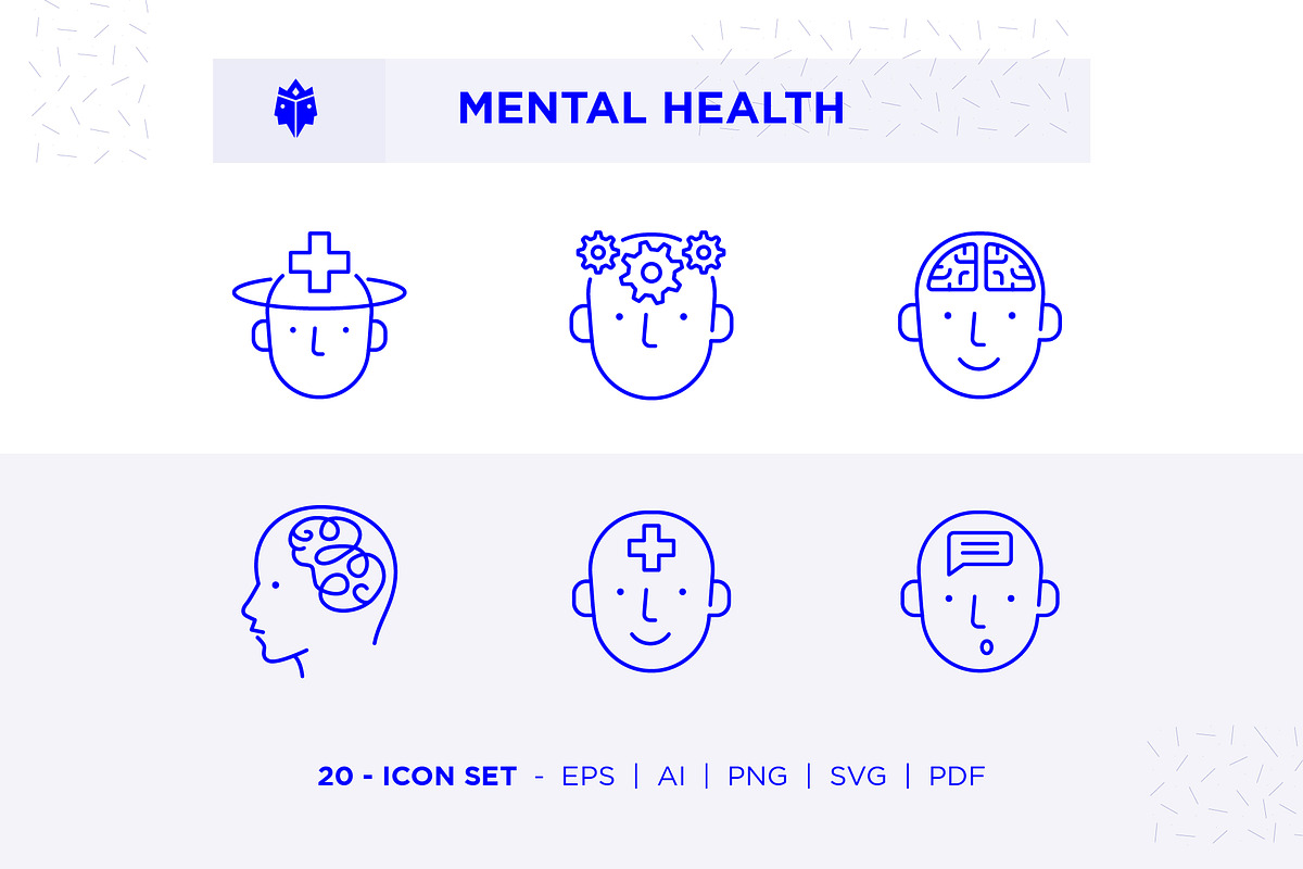 Mental Health Icon Set, an Outline Icon by Pathlord (Photo 1 of 6)