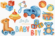 Baby Boy Toys watercolor clipart, a Decorative Illustration by LuiDesignStudio (Thumbnail 4 of 5)