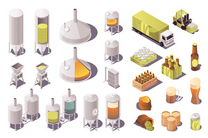Brewery Factory Isometric Set, an Object Illustration by alexdndz