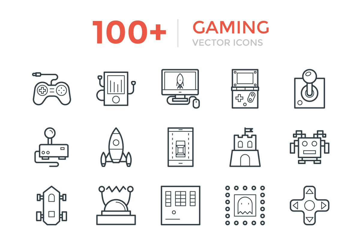 100+ Gaming Vector Icons, an Outline Icon by Vectors Market (Photo 1 of 3)