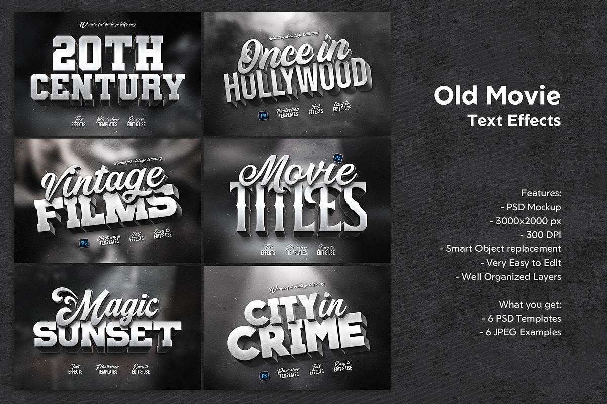 Old Movie Titles, a Layer Style Add-On by Andrew Skoch Design (Photo 4 of 10)