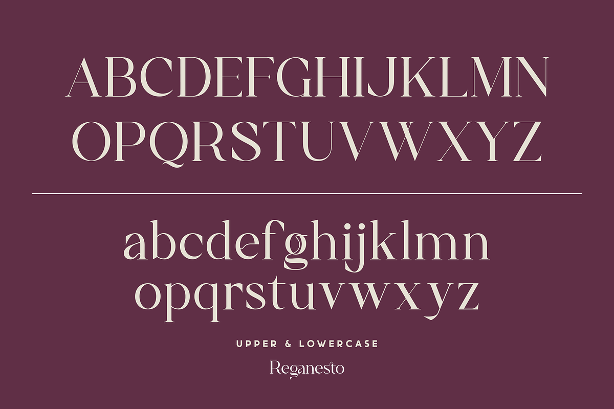 Reganesto - Modern Serif Typeface, a Serif Font by Haksen (Photo 8 of 11)