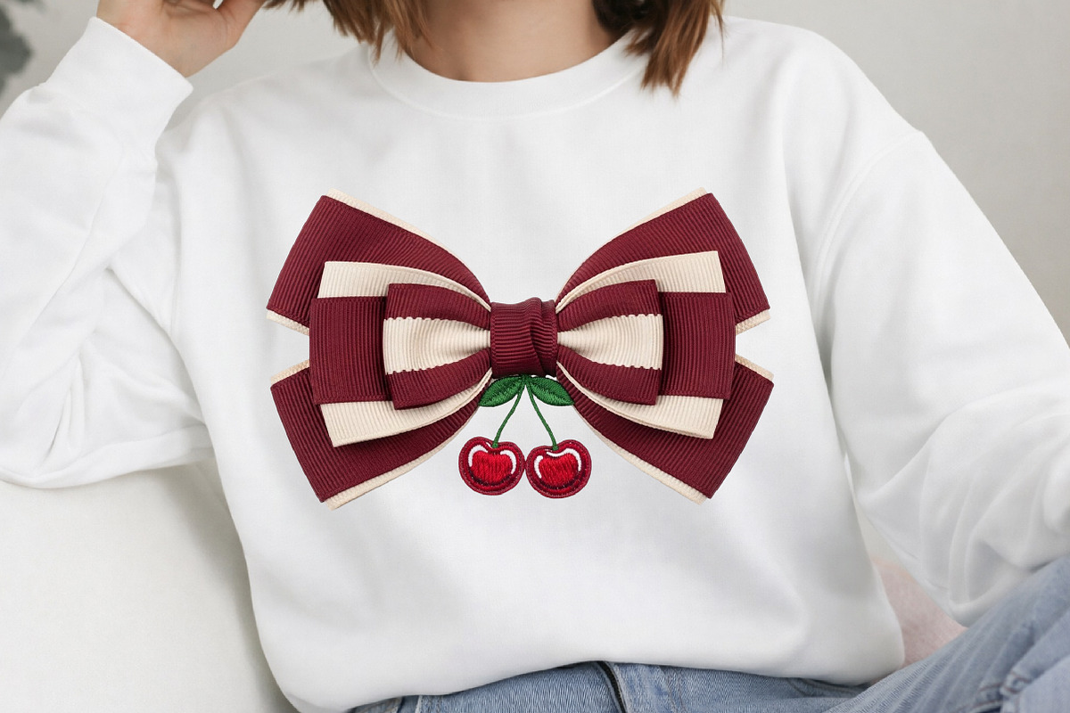 Cute Cherry Bow Design PNG, an Illustration by DreamArtGraphic (Photo 2 of 4)