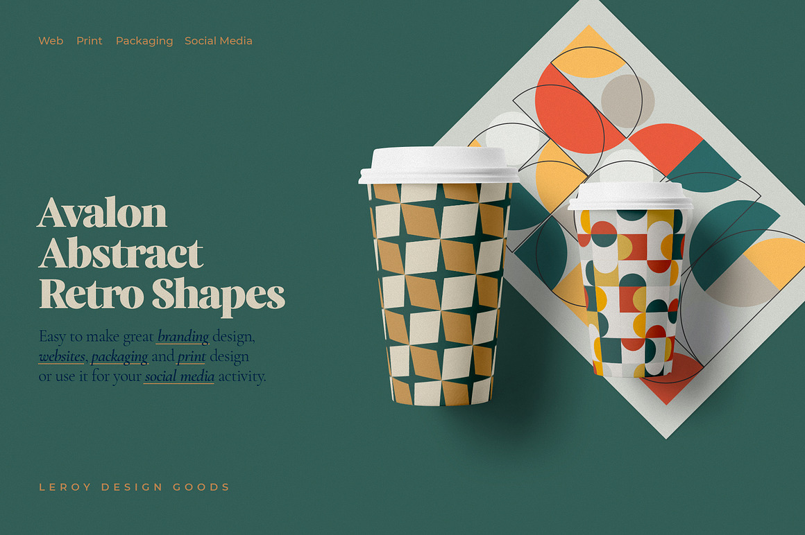 AVALON Retro Abstract Shapes ver 2.0, a Decorative Illustration by LEROY Design (Photo 3 of 10)