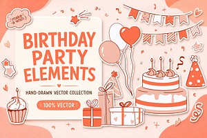 Birthday Party Elements, an Object Illustration by alexdndz