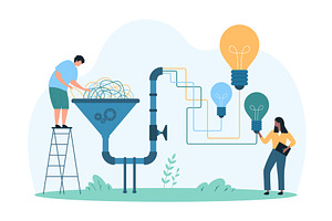 Funnel conversion data flow ideas, a Person Illustration by Flashvector