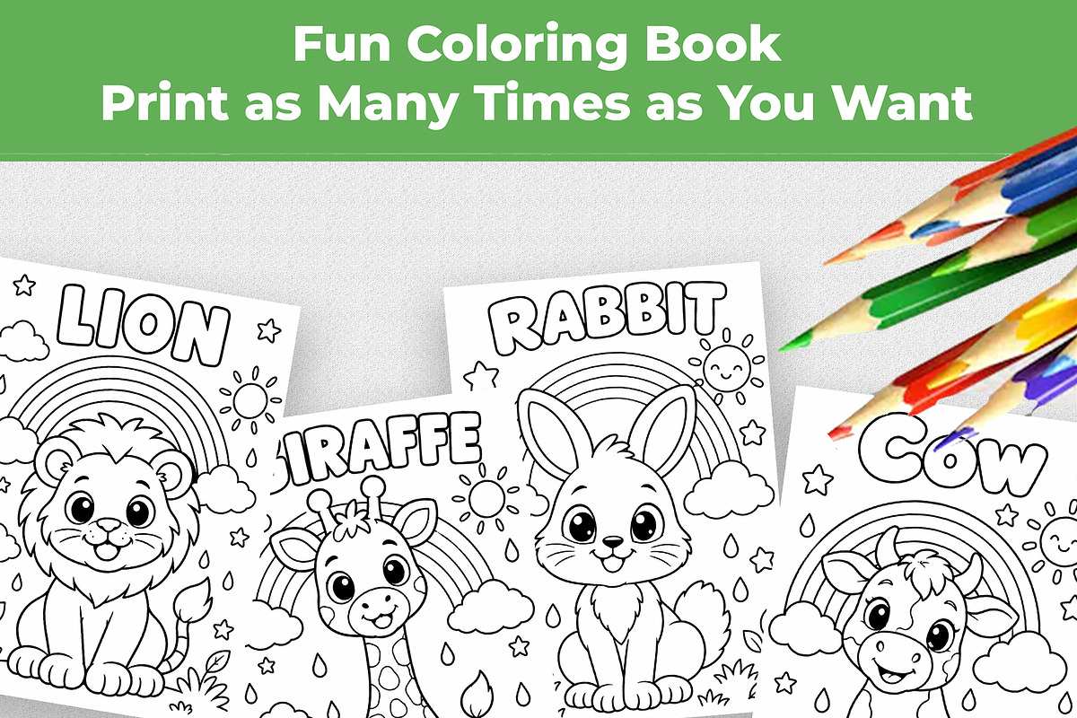 Animal Coloring Book Kids 30 Page, an Education Illustration by Mohammad Sarfaraz (Photo 2 of 15)