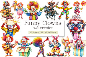 Funny Clowns Sublimation Clipart, an Illustration by DreamArtGraphic