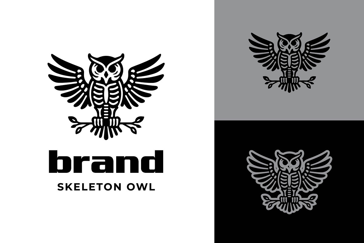 Skeleton Owl Logo Design, a Branding & Logo Template by funpixel (Photo 1 of 2)