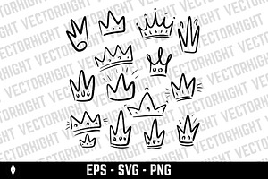 Set of hand drawn crowns., an Object Illustration by Vectorhight