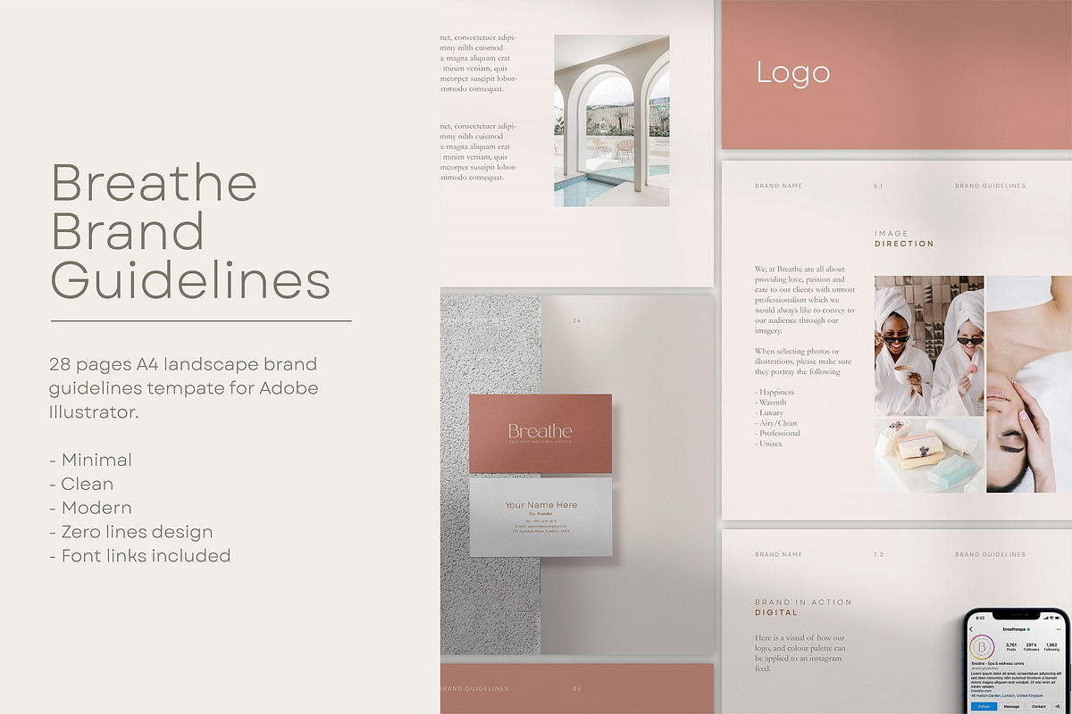 Breathe | Spa Brand Guidelines, a Branding & Logo Template by Naveera Aftab (Photo 1 of 5)