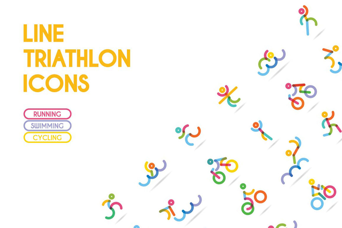 Triathlon Icons-swim, run, cycle, a Graphic by jenny lipets (Photo 1 of 3)