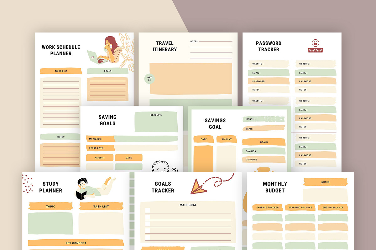 Ultimate Planner Bundle Pack Vol.42, a Stationery Template by Amit Debnath