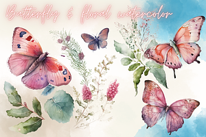 Butterfly Watercolor Floral