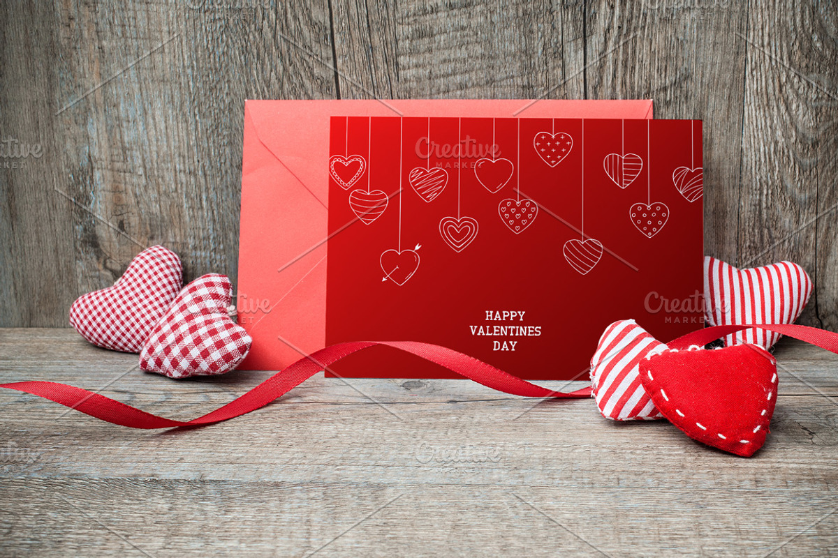 Red love cards with drowing hearts, a Background Graphic by ExpressShop (Photo 2 of 4)