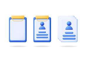 Set of 3D document icons, a Technology Illustration by Abscent
