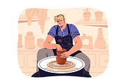 People do ceramics. Pottery workshop, a Person Illustration by PaperTrident (Thumbnail 6 of 11)