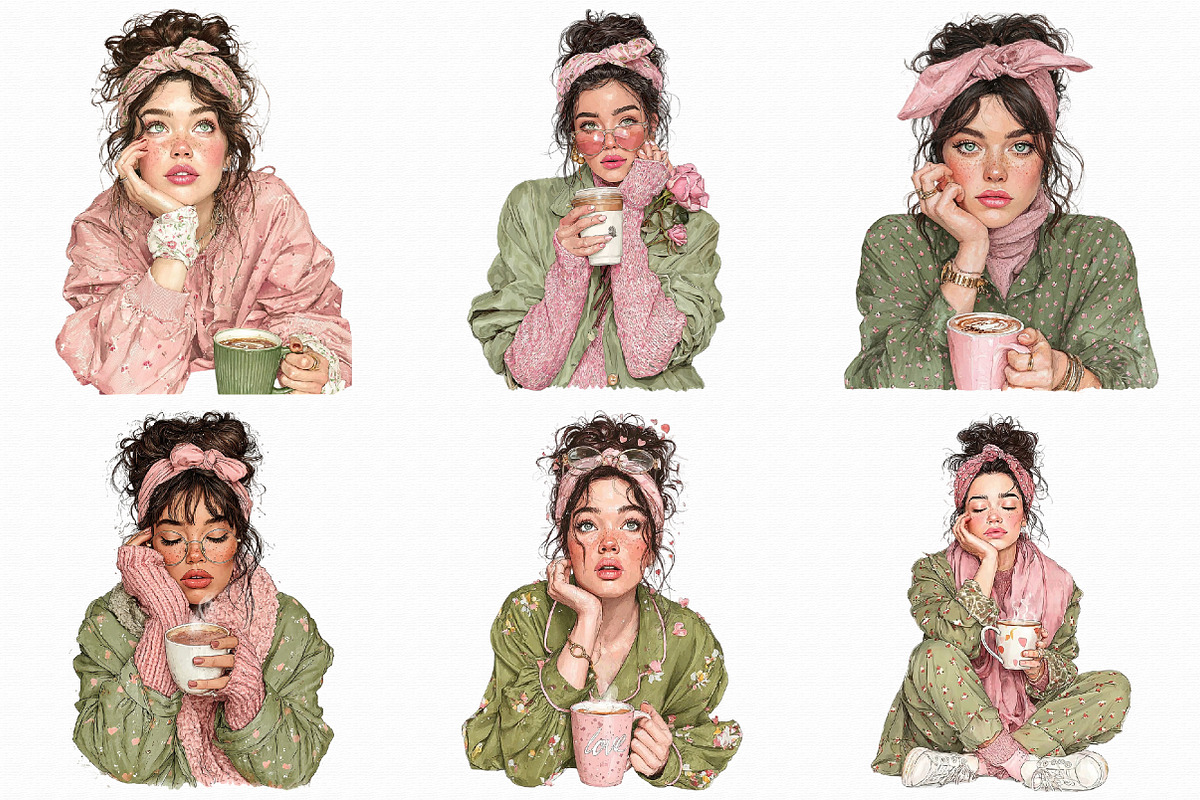 Whimsical Valentine Coffee Girl Clip, an Illustration by Libby Wishes (Photo 7 of 7)