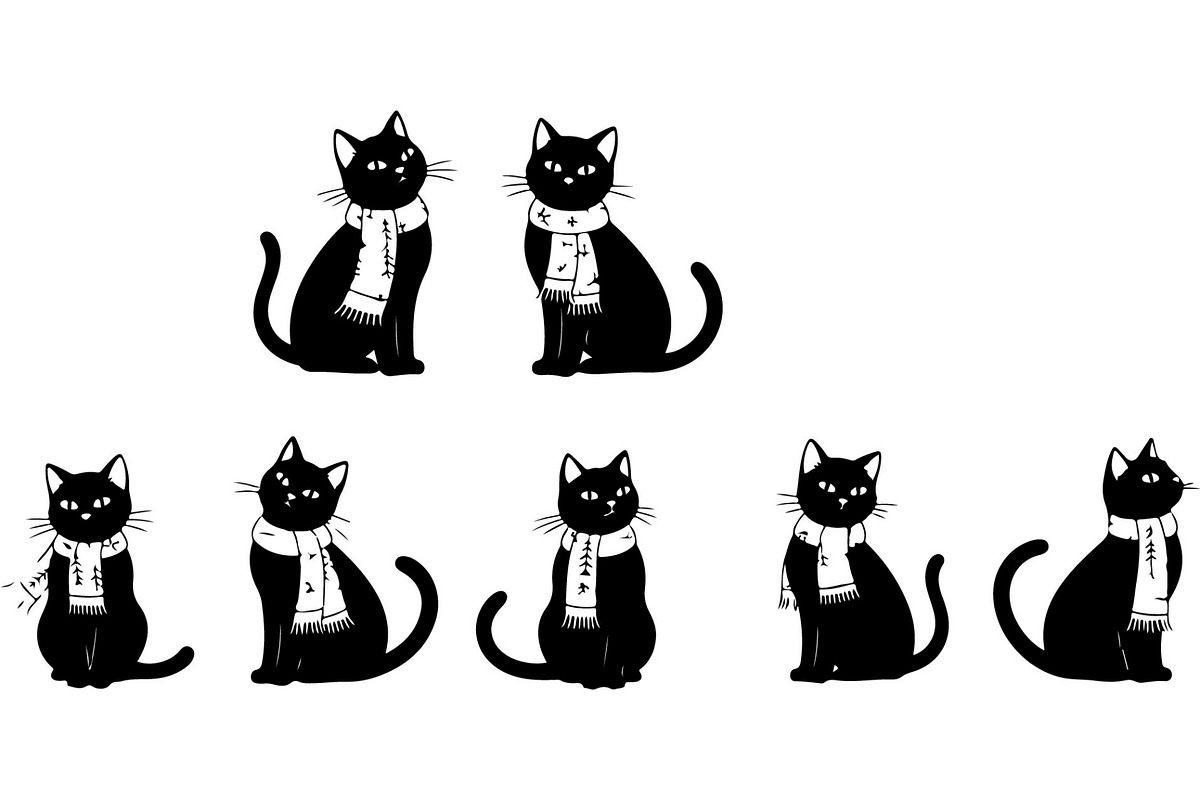 Cute Cat Silhouette Mega Vector Bund, an Animal Illustration by Designer_Momina (Photo 14 of 34)