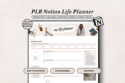 PLR Notion Life Planner Aesthetic, a Websites & App Template by The Thrive Society