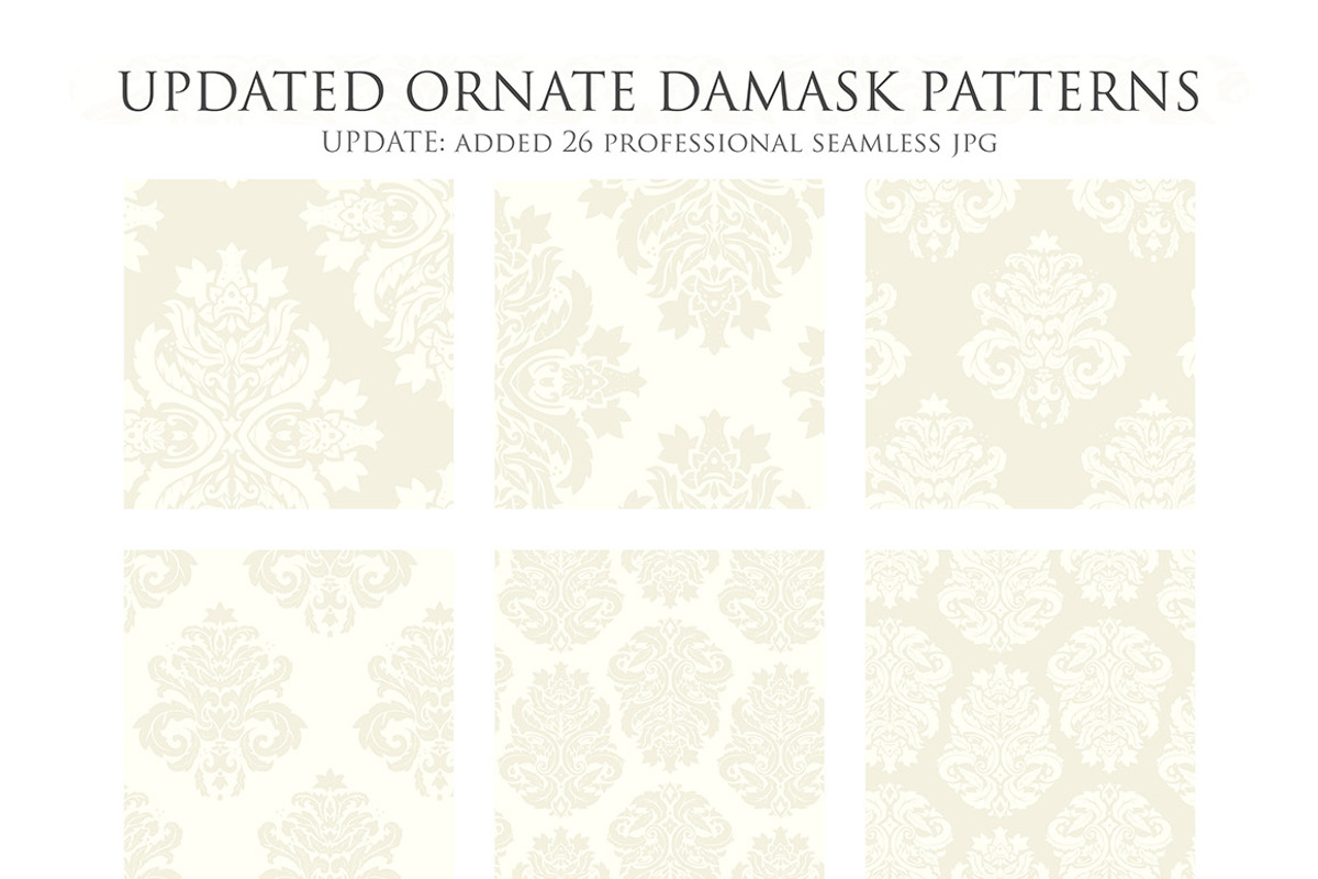 28 Ivory Damask Digital Papers, a Pattern Graphic by Avenie Digital
