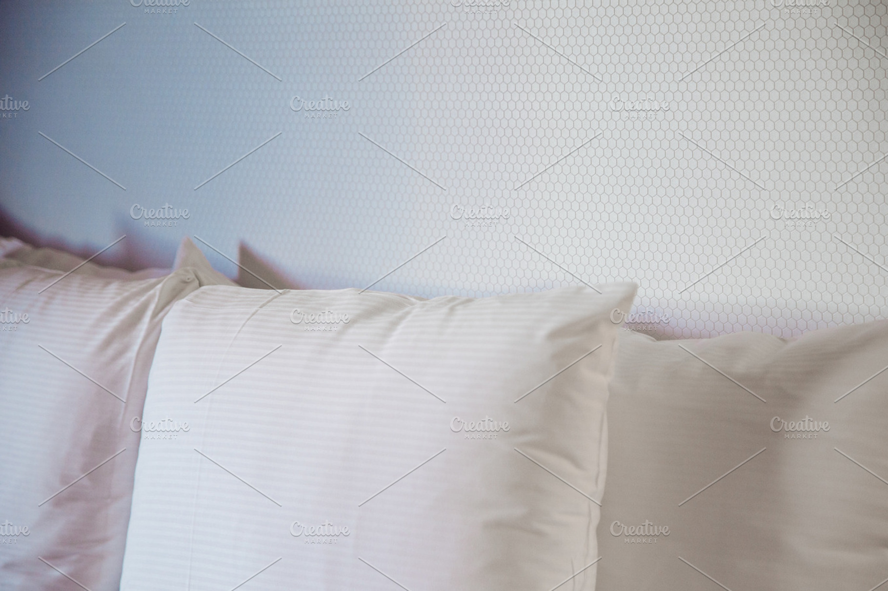 White pillows stock photo containing bed and pillows, a Health & Medical Photo by MarkieAnn Photography