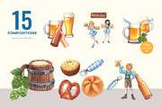Bavarian Beer Festival Watercolor, a Food Illustration by CreativeValuation (Thumbnail 3 of 12)