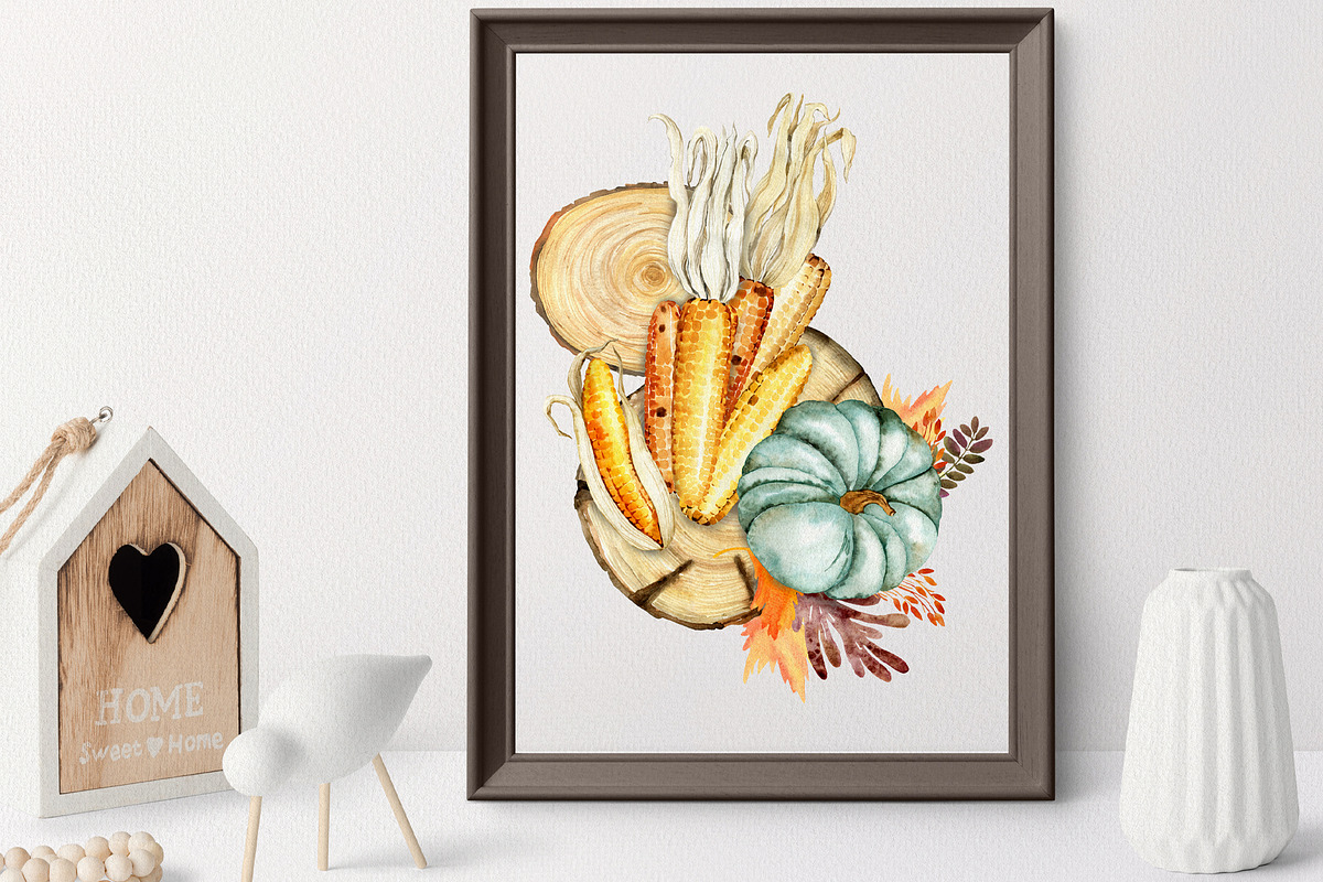 Fall Pumpkin, Corn and Pampas Grass, a Food Illustration by TanyaOak (Photo 2 of 10)