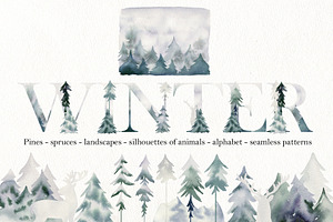 Watercolor winter forest., a Decorative Illustration by TaPilipa