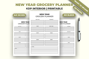 New Year Grocery Planner KDP Interio, a Print Template by M9 Design