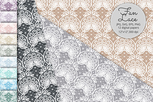 Fan Lace Seamless Patterns