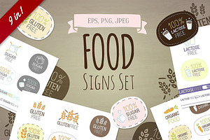 9 in 1! Food signs set