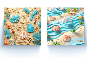 3D Beach Life Seamless Backgrounds