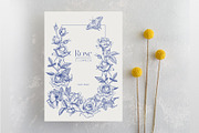 Roses Vintage set Blue Toile Vector, an Object Graphic by ON_lineart_store (Thumbnail 4 of 10)