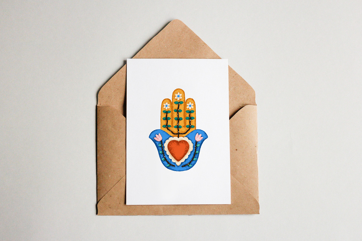 Vintage sacred Mexican hearts set, a Decorative Illustration by Good Studio (Photo 10 of 10)