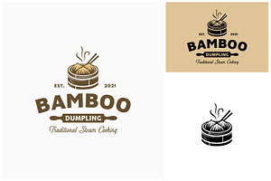 Dumpling Dim Sum Bamboo Steamer Logo, a Branding & Logo Template by Enola99d