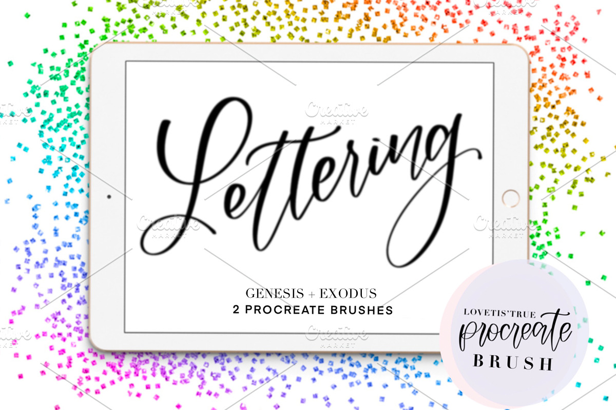 Lettering Procreate Brushes, a Brush Add-On by lovetistrue (Photo 4 of 4)