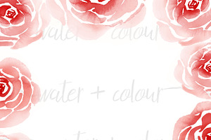 Watercolor roses frame