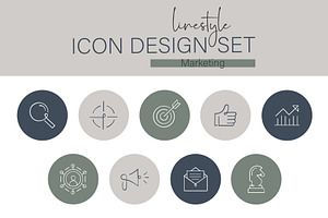Linestyle Icon Design Set Marketing, an Outline Icon by pepulousdsg