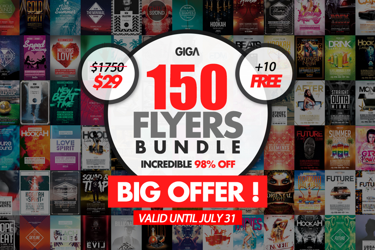 150 Giga Flyer Bundle + 10 Freebies, a Flyer Template by GIGA-TEMPLATE (Photo 1 of 152)
