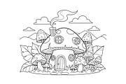 Whimsical Mushroom House Line Art bu, an Illustration by Designs_River (Thumbnail 20 of 51)