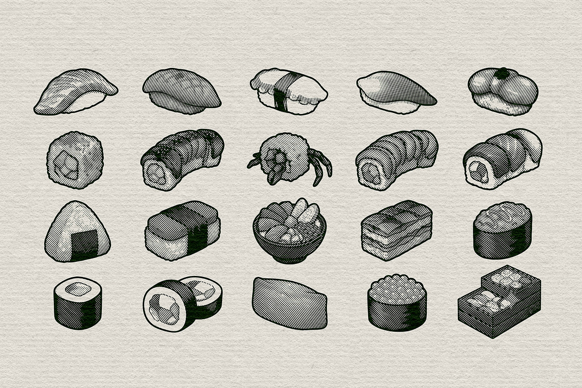 Japanese Sushi Engraving Collection, a Food Illustration by Kaizla03 (Photo 5 of 5)