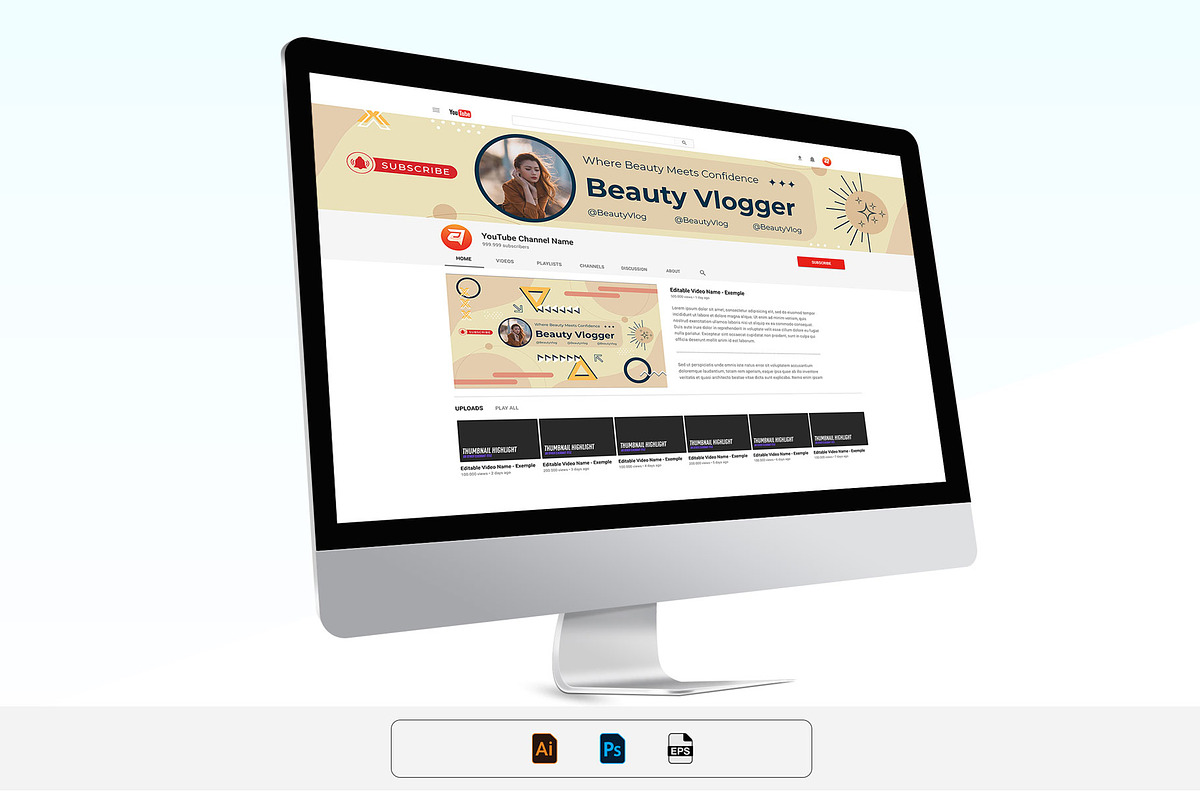 Beauty Vlogger YouTube Cover, a Social Media Template by Artnivora.Std