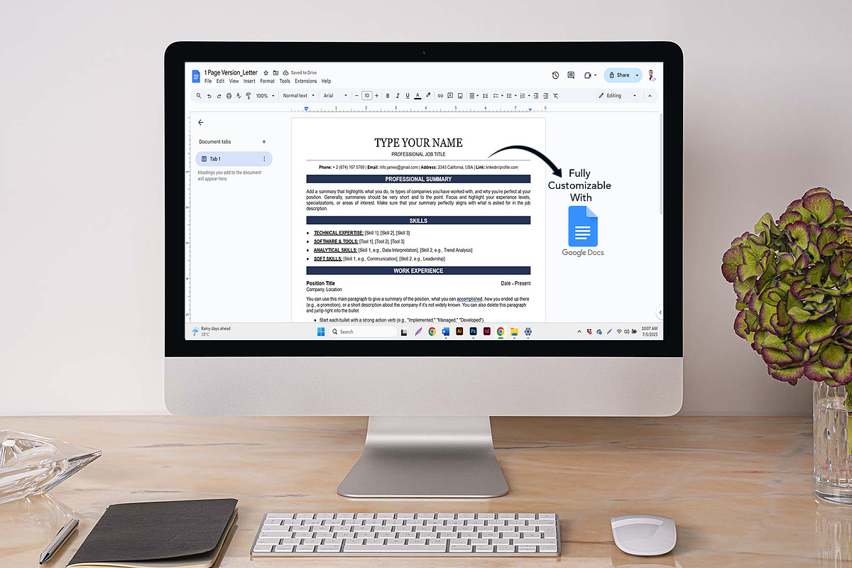 ATS resume template | MS Word, docs preview 3