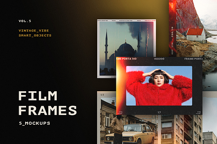 Retro Film Frames Mockups, a Pens & Pencil Mockup by Design Squad