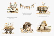 watercolor rustic hens barnyard bird, an Illustration by Patishop Art (Thumbnail 3 of 8)
